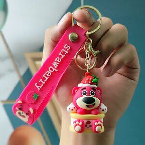 Strawberry Bear Cartoon Keychain